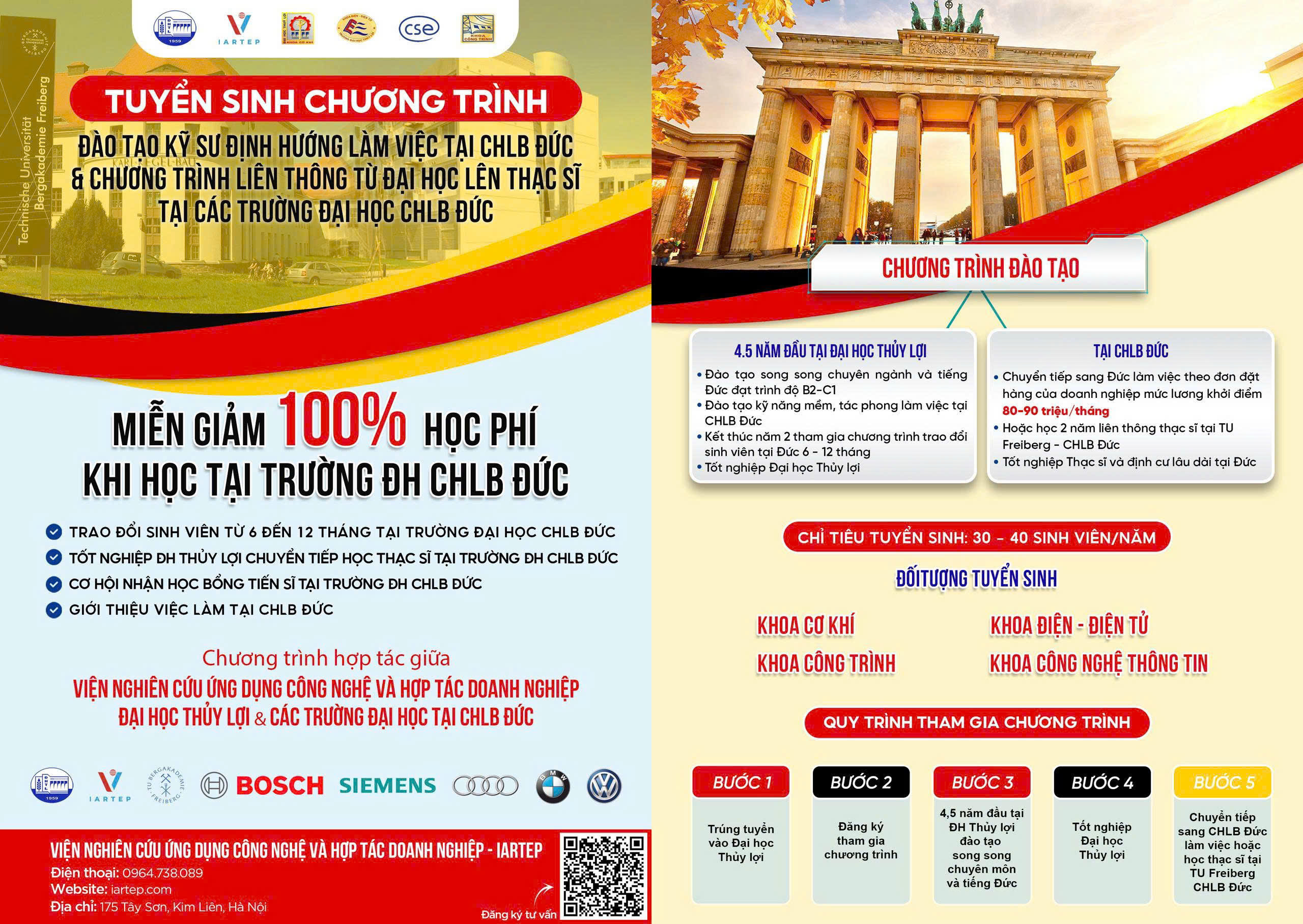 TUYỂN SINH CHƯƠNG TRÌNH KỸ SƯ ĐỊNH HƯỚNG LÀM VIỆC TẠI CHLB ĐỨC & LIÊN THÔNG THẠC SĨ