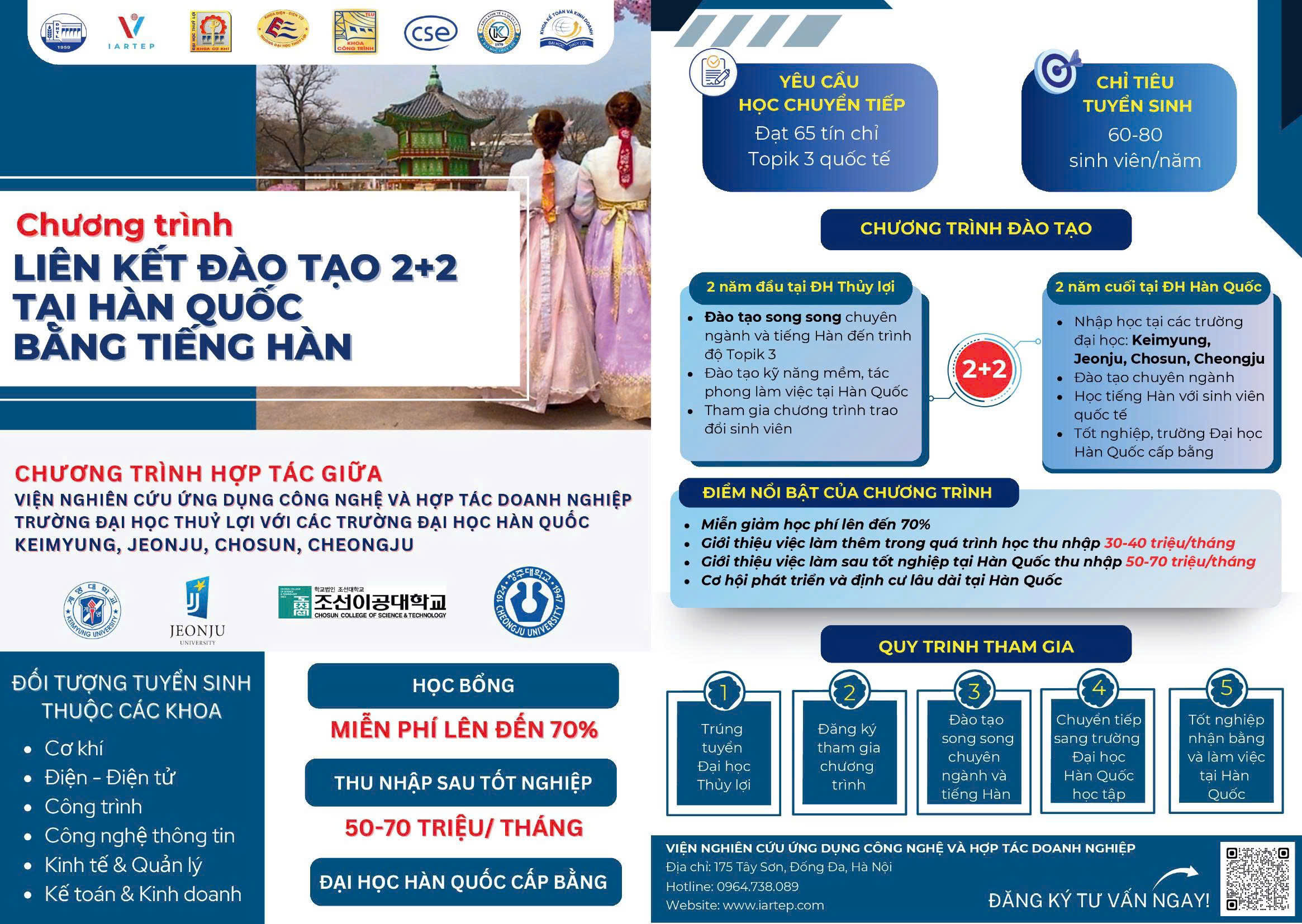 THÔNG BÁO TUYỂN SINH CHƯƠNG TRÌNH LIÊN KẾT ĐÀO TẠO 2+2 TẠI HÀN QUỐC BẰNG TIẾNG HÀN
