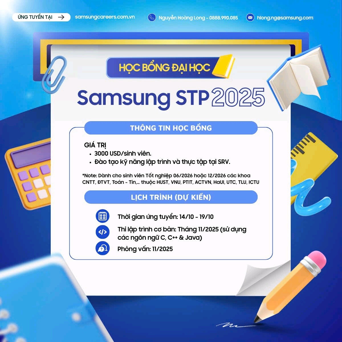 [Samsung R&D Center Vietnam] Chương trình Học bổng STP Đại học_TLU